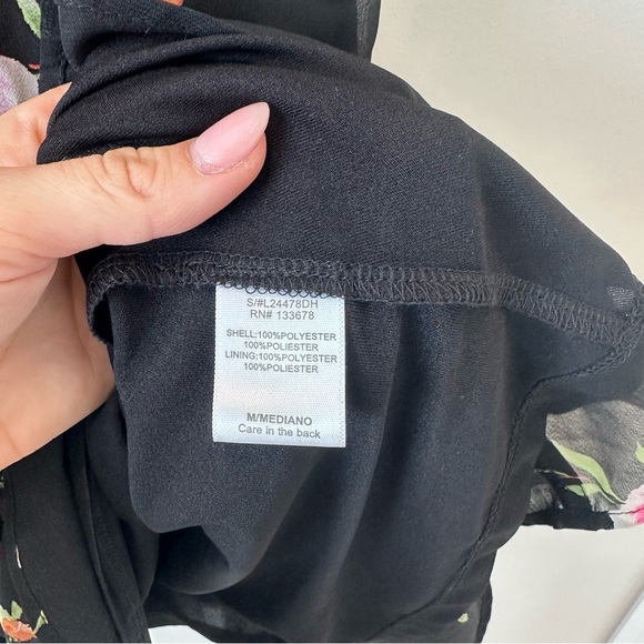 Love Tree Black Floral Halter Mini Dress Sundress Summer Cocktail Resortwear - Picture 9 of 12